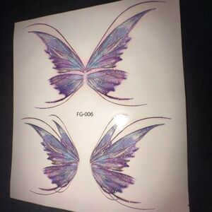 NWT Purple and Blue Glitter Tattoo Butterflies